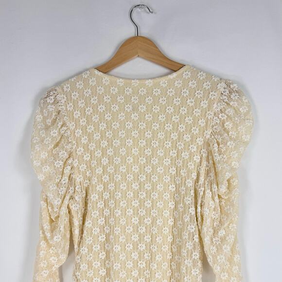 Revolve Lovers and Friends Womens Zoey Lace Midi Dress Large Ivory Cream - Picture 10 of 16